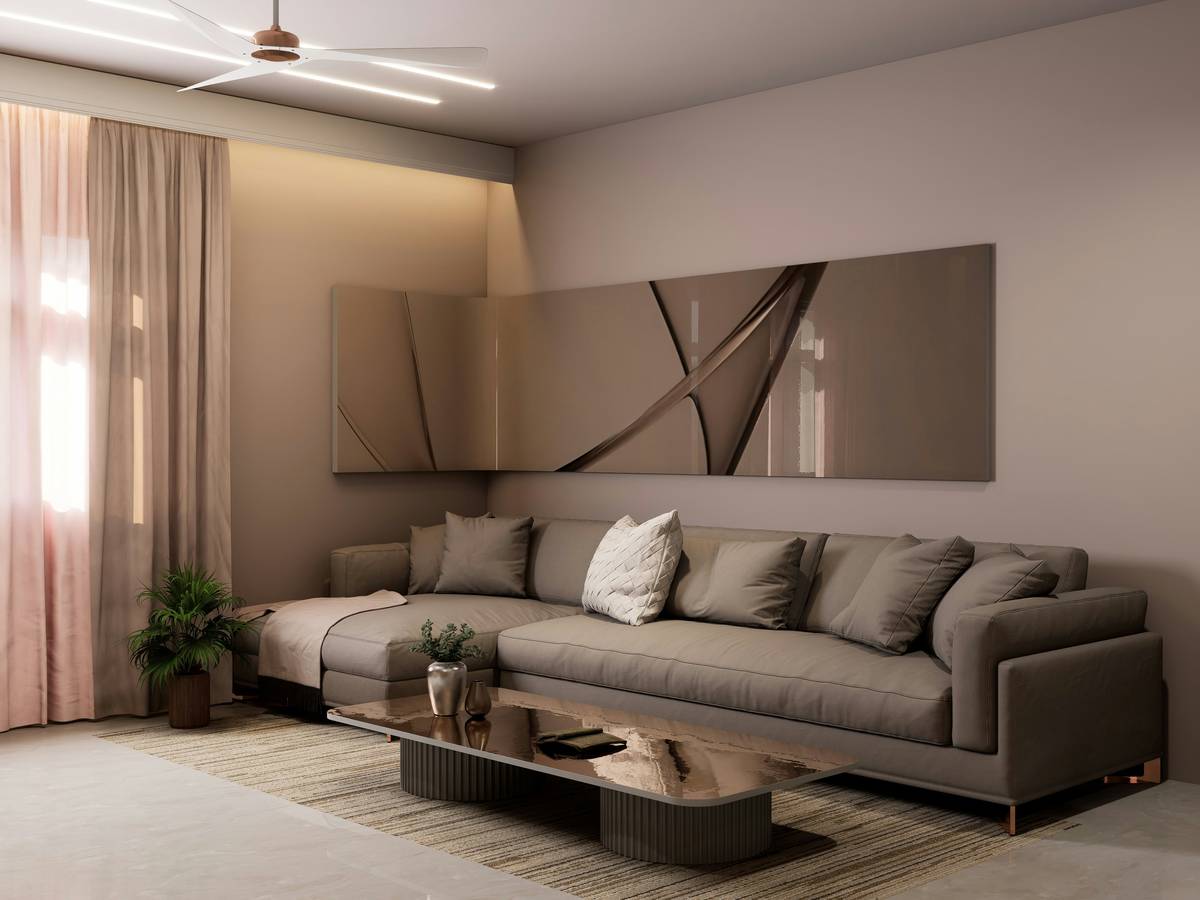 Side-by-side comparison: authentic modern vacation rental with clean lines, wood accents, and open space vs. fake modern rental with clutter, mismatched furniture, and poor lighting